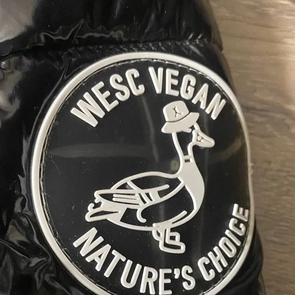 WESC Shiny Men’s Black Puffer Jacket with Hood